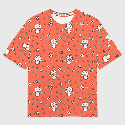 Мужская футболка оверсайз Овечки в цветочках / 3D-принт – фото 1