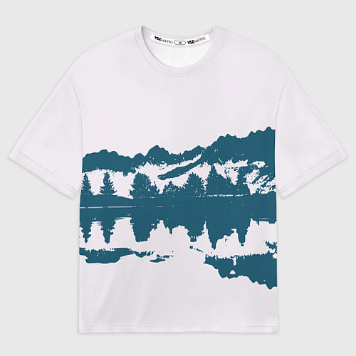 Мужская футболка оверсайз Лес и озеро / 3D-принт – фото 1
