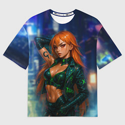 Мужская футболка оверсайз Нами киберпанк реализм