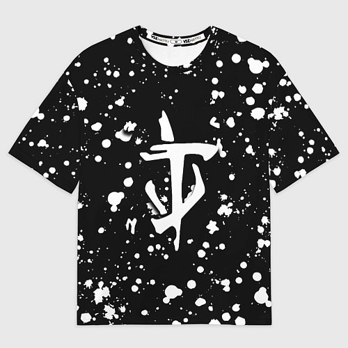 Мужская футболка оверсайз Doom белые краски текстура / 3D-принт – фото 1