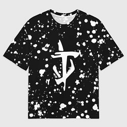 Мужская футболка оверсайз Doom белые краски текстура