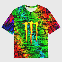 Мужская футболка оверсайз Монстер энерджи стикеры