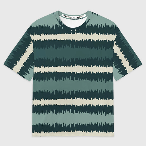Мужская футболка оверсайз Полосы зигзагообразные зеленые / 3D-принт – фото 1