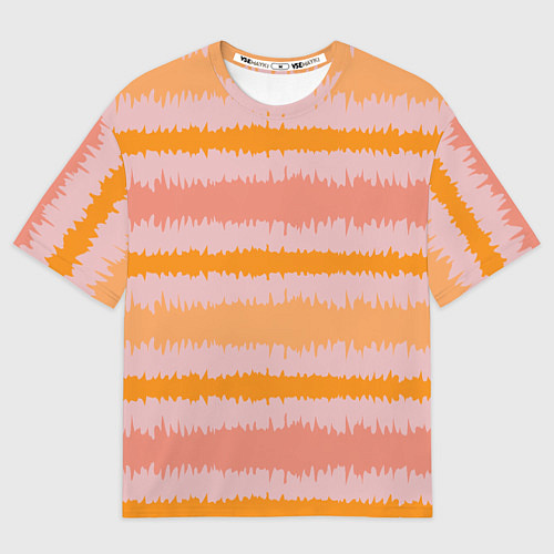 Мужская футболка оверсайз Полосы зигзагообразные оранжево-розовые / 3D-принт – фото 1