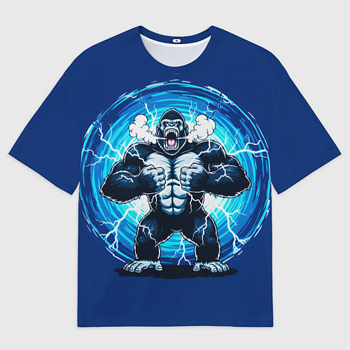 Мужская футболка оверсайз Горилла показывает свою силу / 3D-принт – фото 1