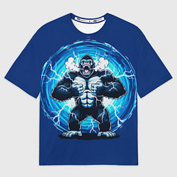 Мужская футболка оверсайз Горилла показывает свою силу