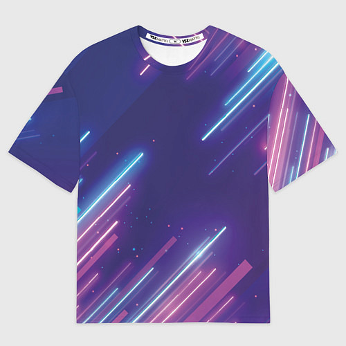 Мужская футболка оверсайз Абстракция бело синие красные полосы / 3D-принт – фото 1