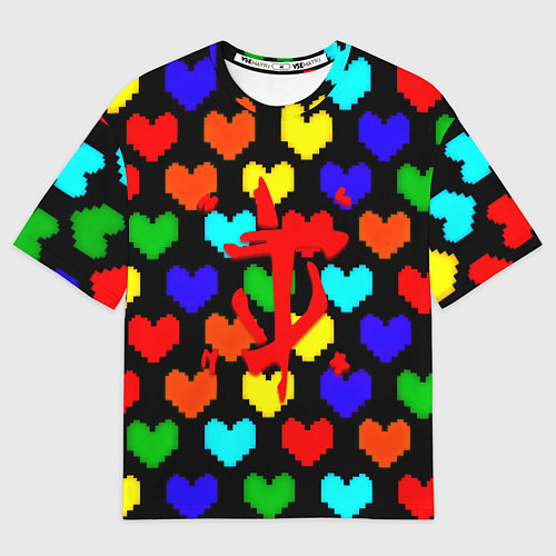 Мужская футболка оверсайз Doom love pixel pattern / 3D-принт – фото 1