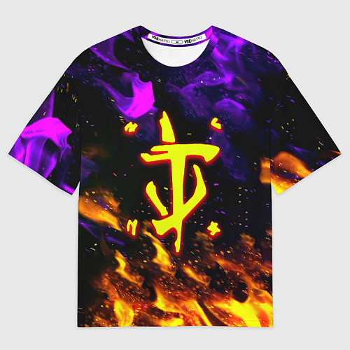 Мужская футболка оверсайз Doom огненный стиль / 3D-принт – фото 1