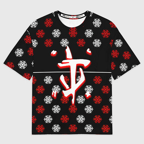 Мужская футболка оверсайз Doom winter pattern steel / 3D-принт – фото 1