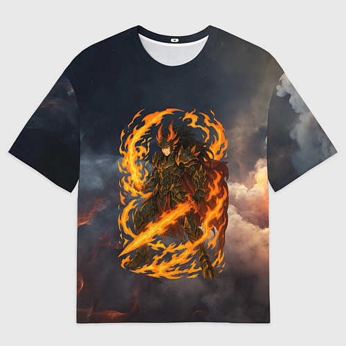 Мужская футболка оверсайз Герой аниме дракон с огненным мечем / 3D-принт – фото 1