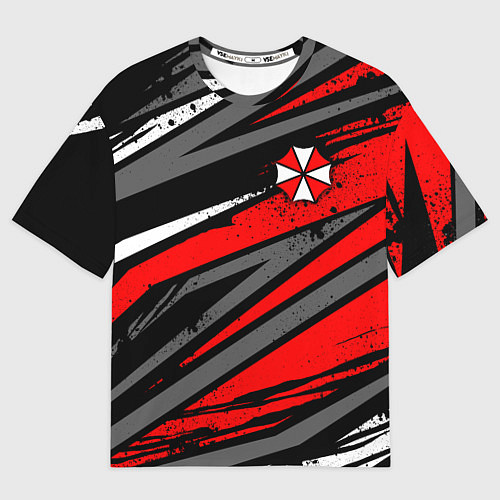 Мужская футболка оверсайз Umbrella - red lines / 3D-принт – фото 1