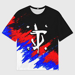 Футболка оверсайз мужская Doom триколор краски, цвет: 3D-принт