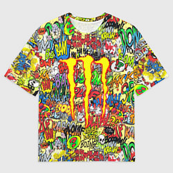 Мужская футболка оверсайз Monster energy sticker grafity