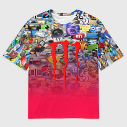 Мужская футболка оверсайз Monster energy social stiker