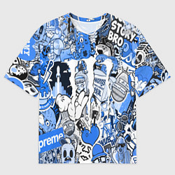 Футболка оверсайз мужская Monster energy sticker blue, цвет: 3D-принт