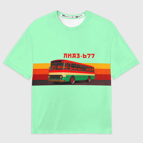 Мужская футболка оверсайз Ретро автобус ЛиАЗ 677 / 3D-принт – фото 1