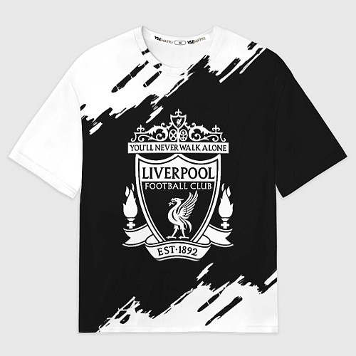 Мужская футболка оверсайз Liverpool белые краски штрихи / 3D-принт – фото 1