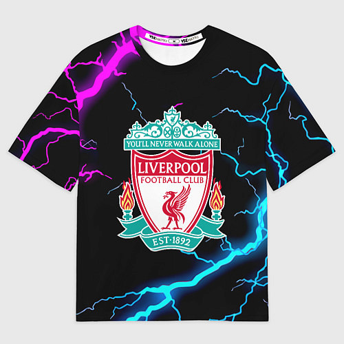 Мужская футболка оверсайз Liverpool neon storm / 3D-принт – фото 1