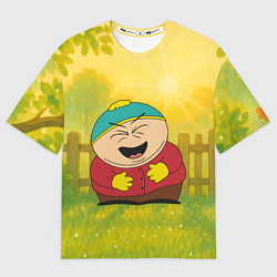 Футболка оверсайз мужская Эрик Картман смеется в саду, цвет: 3D-принт