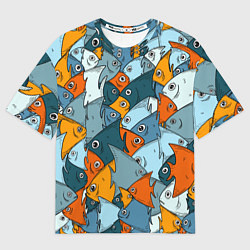 Футболка оверсайз мужская Много рыб, цвет: 3D-принт