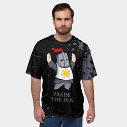 Футболка оверсайз мужская Хвала солнцу - дарк соулс, цвет: 3D-принт — фото 2