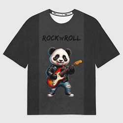 Футболка оверсайз мужская Панда с гитарой, цвет: 3D-принт