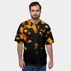 Футболка оверсайз мужская Осенние листья на черном, цвет: 3D-принт — фото 2