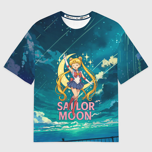Мужская футболка оверсайз Sailor Moon на фоне неба / 3D-принт – фото 1