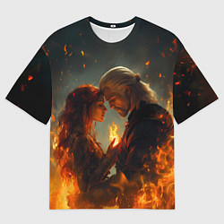 Футболка оверсайз мужская Ведьмак и Трисс огненная стихия, цвет: 3D-принт