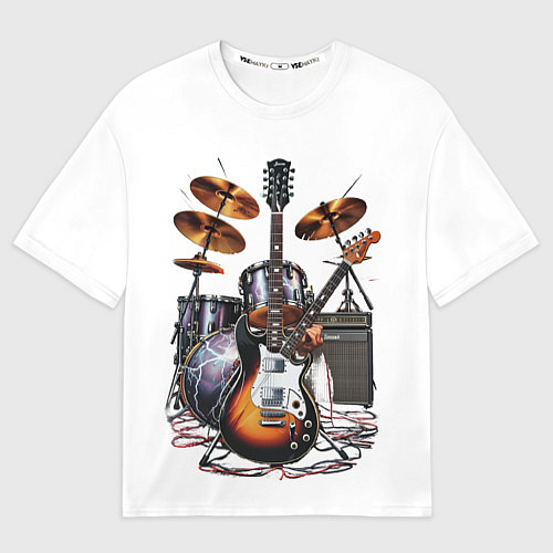 Мужская футболка оверсайз Рок установка / 3D-принт – фото 1