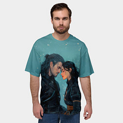 Футболка оверсайз мужская Йеннифэр и Геральт под снегом, цвет: 3D-принт — фото 2