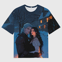 Футболка оверсайз мужская Йеннифэр и Геральт зимой, цвет: 3D-принт