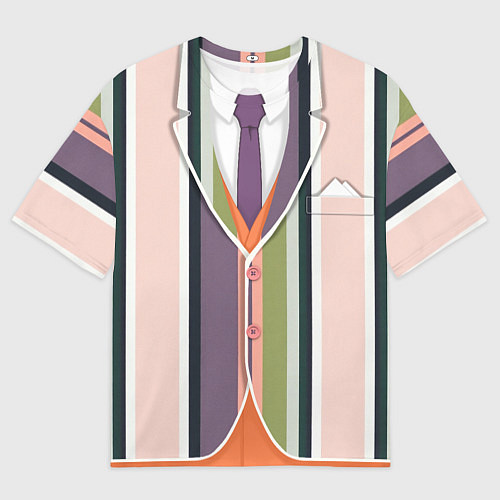 Мужская футболка оверсайз Полосатый пиджак с оранжевым жилетом / 3D-принт – фото 1