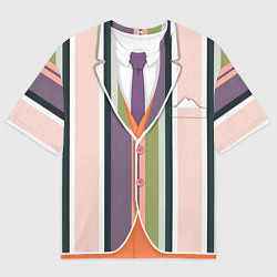 Мужская футболка оверсайз Полосатый пиджак с оранжевым жилетом