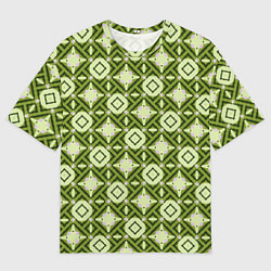 Футболка оверсайз мужская Текстура из ромбов зеленая, цвет: 3D-принт