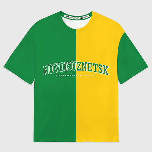 Мужская футболка оверсайз Новокузнецк, зелёно-жёлтый / 3D-принт – фото 1