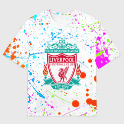 Мужская футболка оверсайз Ливерпуль неоновые брызги красок