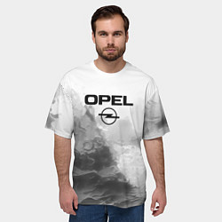 Футболка оверсайз мужская Opel на сером абстрактном фоне, цвет: 3D-принт — фото 2