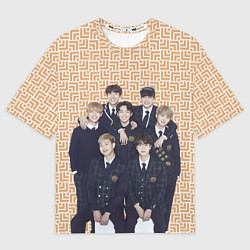 Футболка оверсайз мужская BTS в костюмах, цвет: 3D-принт