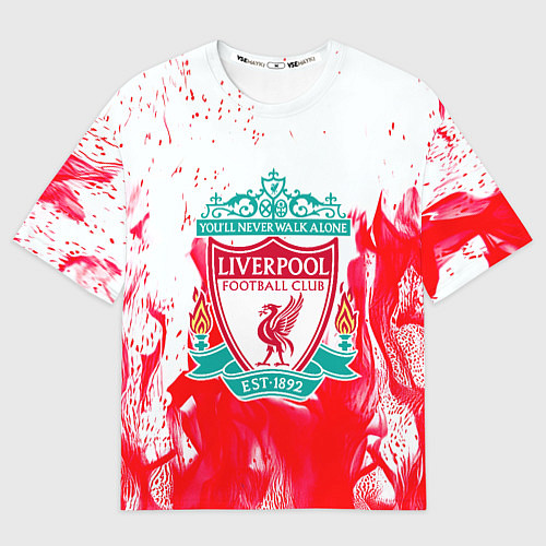 Мужская футболка оверсайз Liverpool розовый огонь / 3D-принт – фото 1