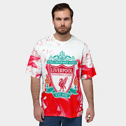 Футболка оверсайз мужская Liverpool розовый огонь, цвет: 3D-принт — фото 2
