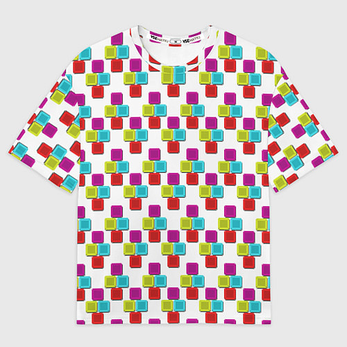 Мужская футболка оверсайз Цветные блоки на белом / 3D-принт – фото 1