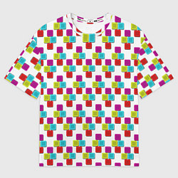 Футболка оверсайз мужская Цветные блоки на белом, цвет: 3D-принт