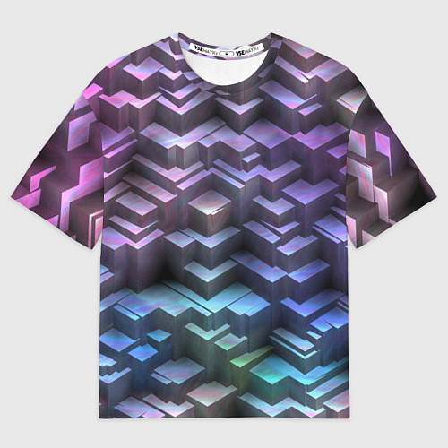 Мужская футболка оверсайз Неоновый рельеф / 3D-принт – фото 1