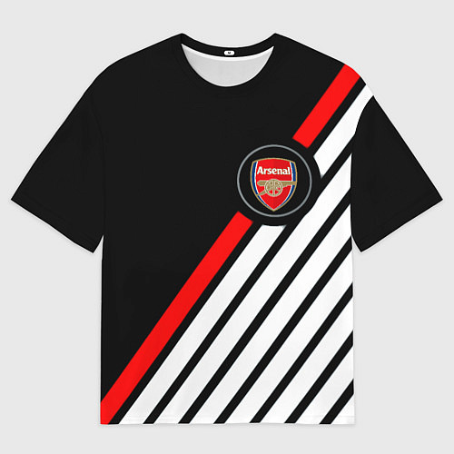 Мужская футболка оверсайз Арсенал геометрия полосы / 3D-принт – фото 1