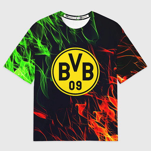 Мужская футболка оверсайз Borussia flame toxic / 3D-принт – фото 1