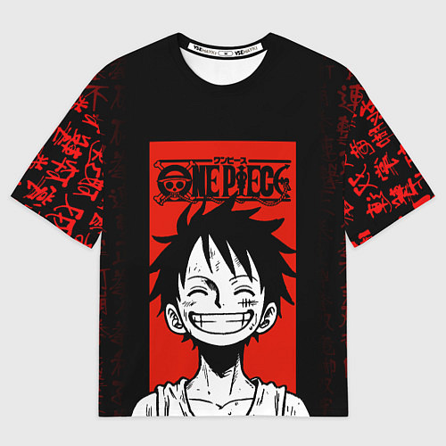 Мужская футболка оверсайз Ван Пис, Луффи на красном / 3D-принт – фото 1