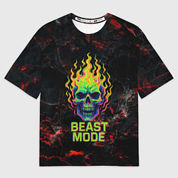 Мужская футболка оверсайз Beast mode череп