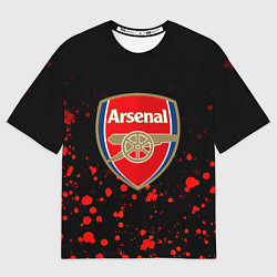 Мужская футболка оверсайз Арсенал красные краски всплеск